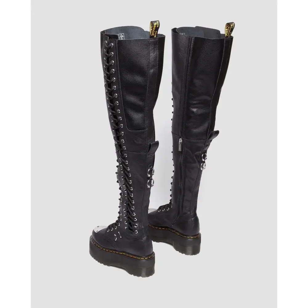 DR MARTENS WOMEN'S 6 VIRGINIA LEATHER 28-EYE EXTREME MAX THIGH HIGH BOOTS NWOB